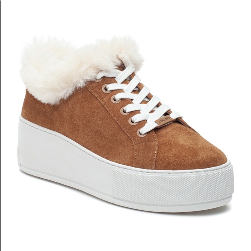 J Slides Mellia‎ Suede Fur Platform Sneakers